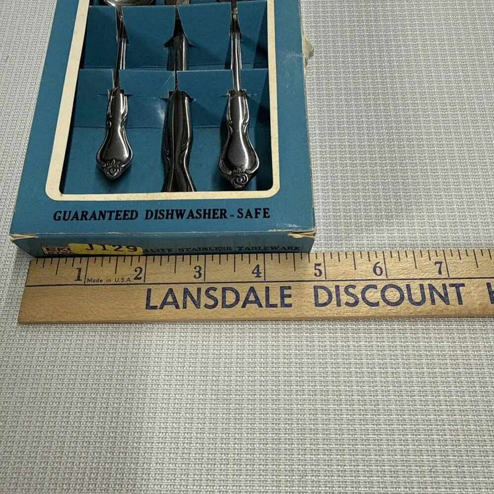 4 Packs - Vintage EKCO Eterna - Stainless Fork Knife & Spoon boxed tableware set